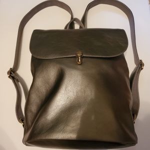 Large pewter color backpack style purse